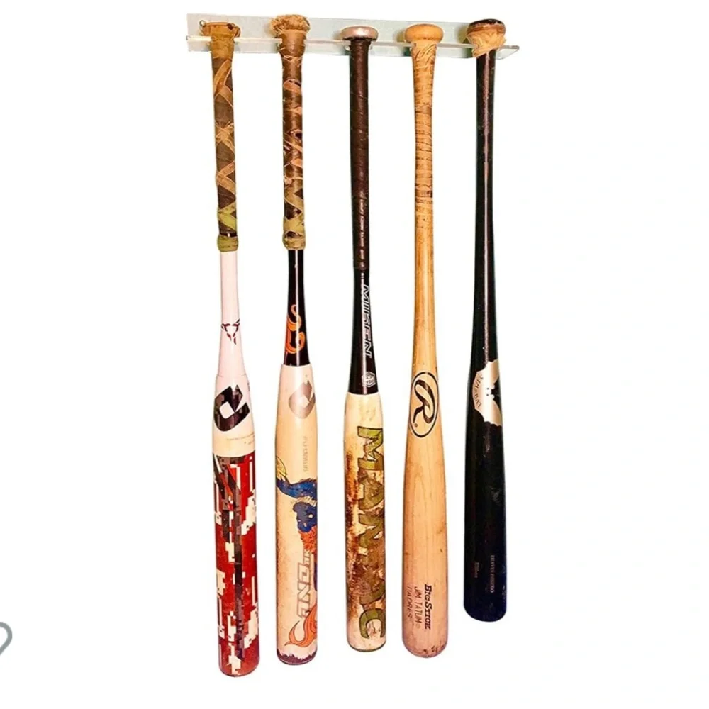 NIB Baseball Bat/Ball Display Hanger for 5 Bats or Balls Wall Mount With Screws